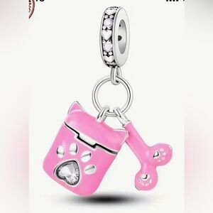 Silver & Pink Paw Dangle AirPods Charm